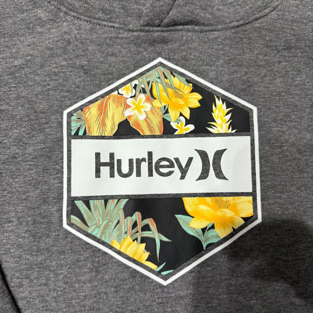 NWT Hurley Floral Charcoal Heather Pullover Hoodie with Pocket boys size 7 - Picture 4 of 7